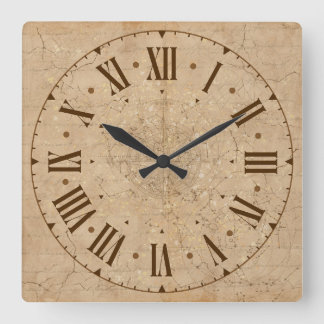 wall clock vintage style roman letters vierkante klok