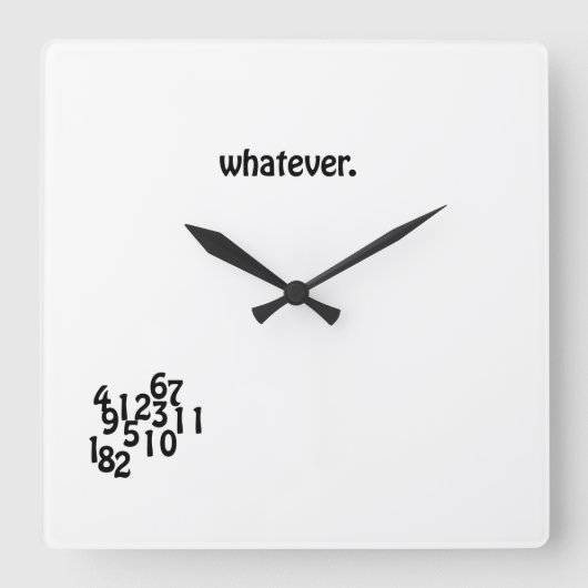 Wall Clock whatever. Vierkante Klok (Voorkant)