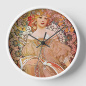 Wall Clock White Wooden Lijst Art Nouveau Réverie (Voorkant)