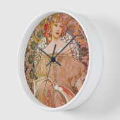 Wall Clock White Wooden Lijst Art Nouveau Réverie (Hoek)