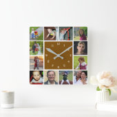 Wall Clock with 12 personal photos Vierkante Klok (Huis)