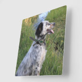 Wall Clock with Dogs of the Feather Llewellin Vierkante Klok (Hoek)