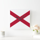 Wall Clock with Flag of Alabama, VS Vierkante Klok (Huis)