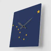 Wall Clock with Flag of Alaska, VS Vierkante Klok (Hoek)