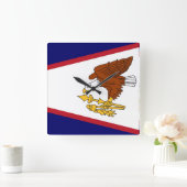 Wall Clock with Flag of American Samoa, VS Vierkante Klok (Huis)