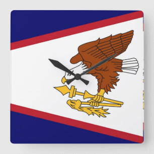 Wall Clock with Flag of American Samoa, VS Vierkante Klok