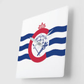 Wall Clock with Flag of Cincinnati, VS Vierkante Klok (Hoek)
