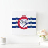 Wall Clock with Flag of Cincinnati, VS Vierkante Klok (Huis)