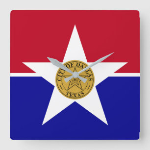 Wall Clock with Flag of Dallas City, VS Vierkante Klok