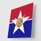 Wall Clock with Flag of Dallas City, VS Vierkante Klok (Hoek)