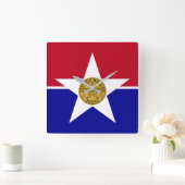 Wall Clock with Flag of Dallas City, VS Vierkante Klok (Huis)