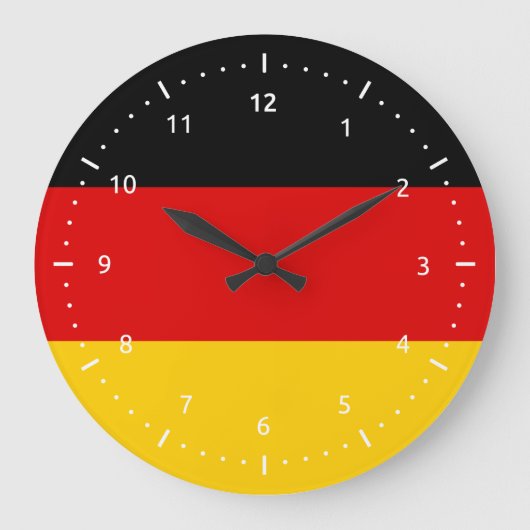 Wall Clock with flag of Germany Grote Klok (Voorkant)