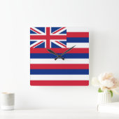 Wall Clock with Flag of Hawaii, VS Vierkante Klok (Huis)