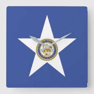 Wall Clock with Flag of Houston City, VS Vierkante Klok
