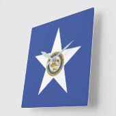 Wall Clock with Flag of Houston City, VS Vierkante Klok (Hoek)