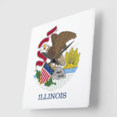 Wall Clock with Flag of Illinois, VS Vierkante Klok (Hoek)