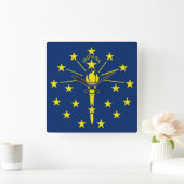 Wall Clock with Flag of Indiana, VS Vierkante Klok (Huis)
