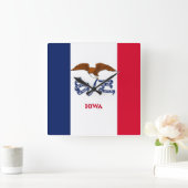 Wall Clock with Flag of Iowa, VS Vierkante Klok (Huis)