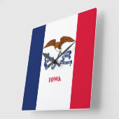 Wall Clock with Flag of Iowa, VS Vierkante Klok (Hoek)