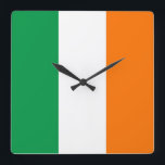 Wall Clock with Flag of Ireland Vierkante Klok<br><div class="desc">Awesome patriotic wall clock with Flag of Ireland. This product its customizable.</div>
