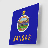 Wall Clock with Flag of Kansas, Verenigde Staten Vierkante Klok (Hoek)