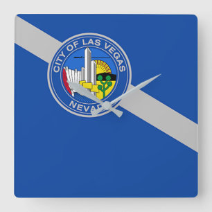 Wall Clock with Flag of Las Vegas City, VS Vierkante Klok