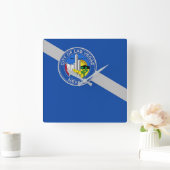 Wall Clock with Flag of Las Vegas City, VS Vierkante Klok (Huis)