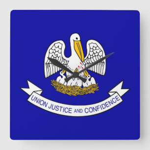 Wall Clock with Flag of Louisiana, VS Vierkante Klok