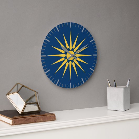 Wall Clock with flag of Macedonia, Greece Grote Klok (Kantoor)