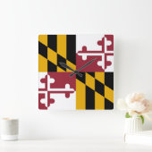 Wall Clock with Flag of Maryland, VS Vierkante Klok (Huis)