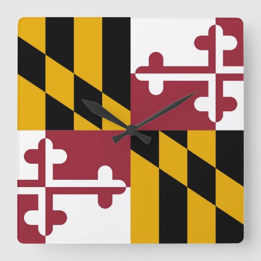 Wall Clock with Flag of Maryland, VS Vierkante Klok (Voorkant)