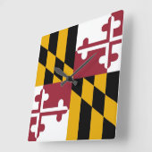 Wall Clock with Flag of Maryland, VS Vierkante Klok (Hoek)