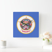 Wall Clock with Flag of Minnesota, VS Vierkante Klok (Huis)
