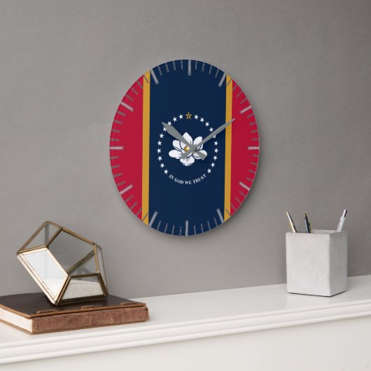 Wall Clock with flag of Mississippi State, USA Grote Klok (Kantoor)