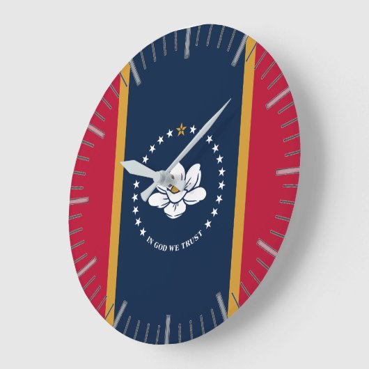 Wall Clock with flag of Mississippi State, USA Grote Klok (Hoek)