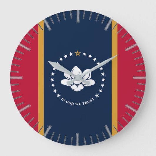 Wall Clock with flag of Mississippi State, USA Grote Klok (Voorkant)