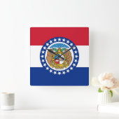 Wall Clock with Flag of Missouri, VS Vierkante Klok (Huis)