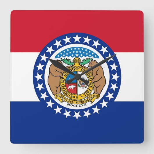 Wall Clock with Flag of Missouri, VS Vierkante Klok (Voorkant)