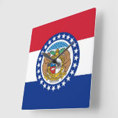 Wall Clock with Flag of Missouri, VS Vierkante Klok (Hoek)