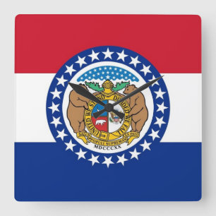Wall Clock with Flag of Missouri, VS Vierkante Klok