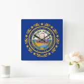 Wall Clock with Flag of New Hampshire, USA Vierkante Klok (Huis)