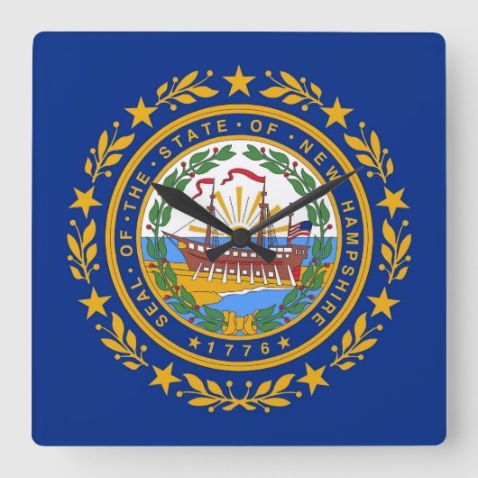 Wall Clock with Flag of New Hampshire, USA Vierkante Klok (Voorkant)
