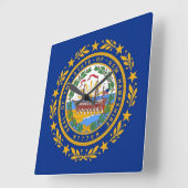 Wall Clock with Flag of New Hampshire, USA Vierkante Klok (Hoek)