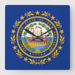 Wall Clock with Flag of New Hampshire, USA Vierkante Klok