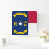 Wall Clock with Flag of North Carolina, VS Vierkante Klok (Huis)