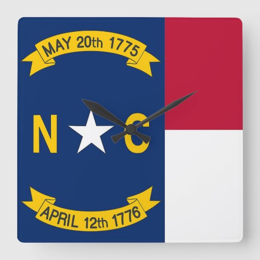 Wall Clock with Flag of North Carolina, VS Vierkante Klok (Voorkant)