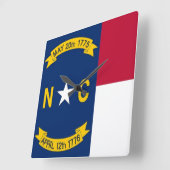 Wall Clock with Flag of North Carolina, VS Vierkante Klok (Hoek)