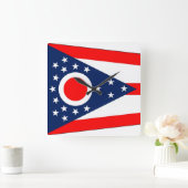 Wall Clock with Flag of Ohio, Verenigde Staten Vierkante Klok (Huis)