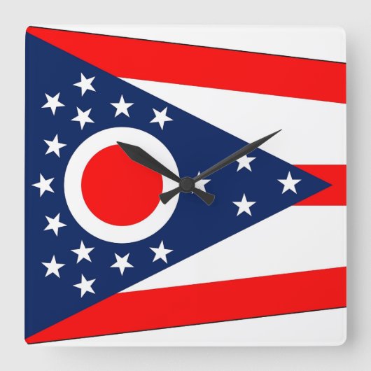 Wall Clock with Flag of Ohio, Verenigde Staten Vierkante Klok (Voorkant)
