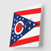 Wall Clock with Flag of Ohio, Verenigde Staten Vierkante Klok (Hoek)